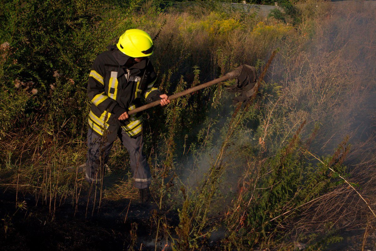 Много огня: на Донецком шоссе возле заправки WOG горела сухая трава 9