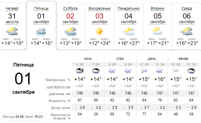 Погода на 1 сентября: в Днепре будет холодно и дождливо 1