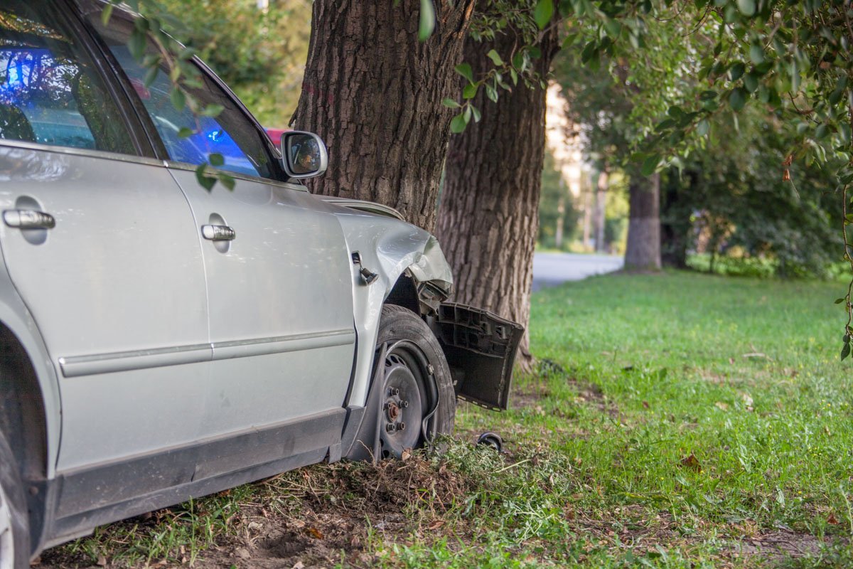 В Днепре гонки с полицией закончились аварией: Wolksvagen врезался в дерево 3