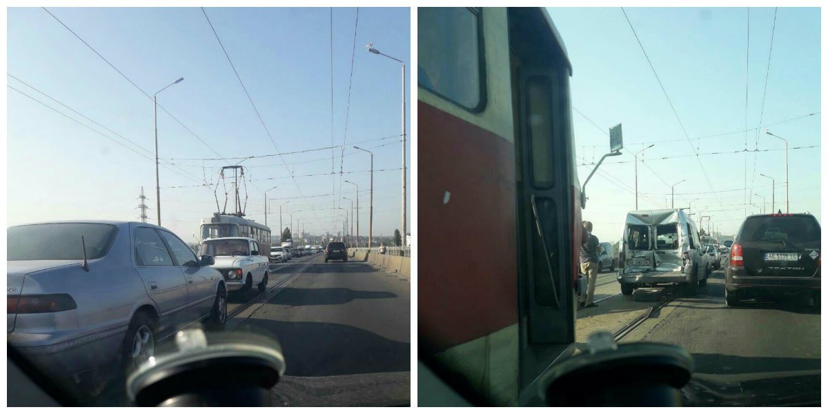 ДТП на Старом мосту: столкнулись Ford, Лада, Toyota и трамвай 1