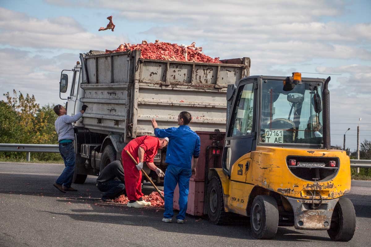 В Днепре грузовик засыпал дорогу кровавыми костями 6