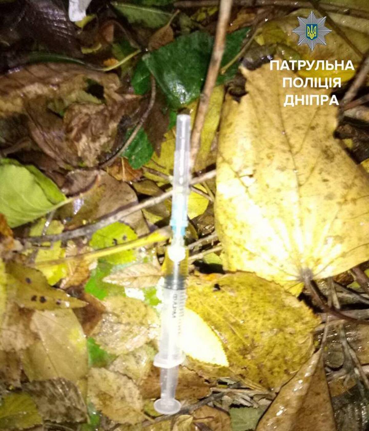 Шприц с неизвестным веществом был выброшен неизвестным при задержании Шприц с неизвестным веществом был выброшен неизвестным при задержании