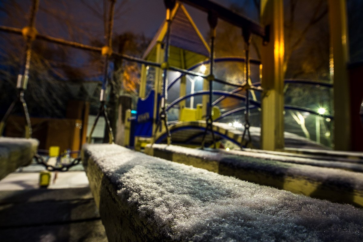 Блестящий снег подчеркивает детали парка, делая его волшебно загадочным Блестящий снег подчеркивает детали парка, делая его волшебно загадочным