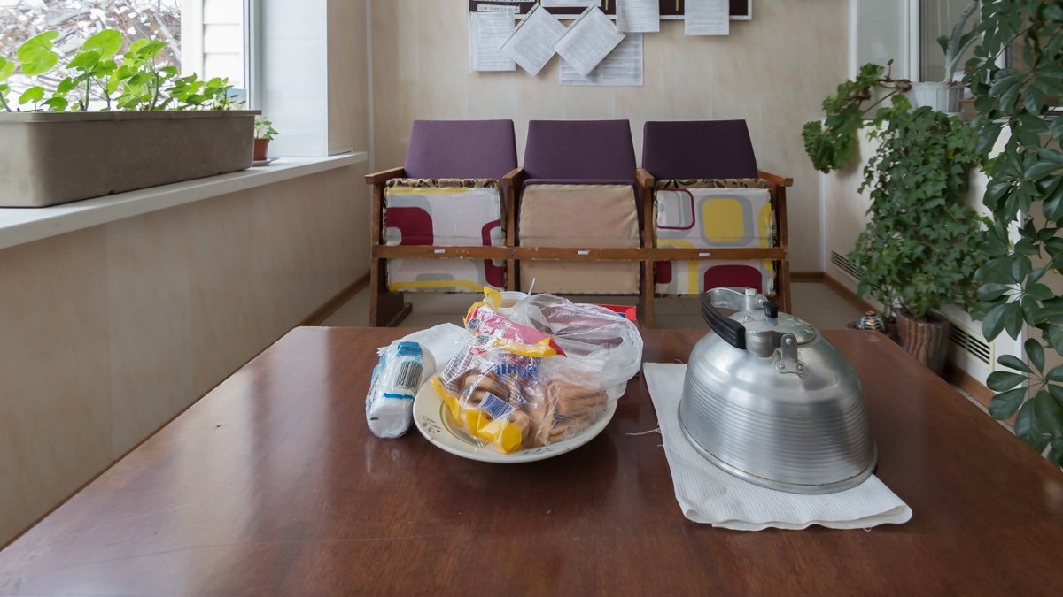 Пункт обогрева расположился на входе