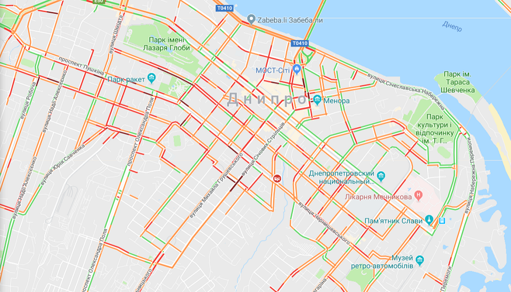 Пробки в центре Днепра