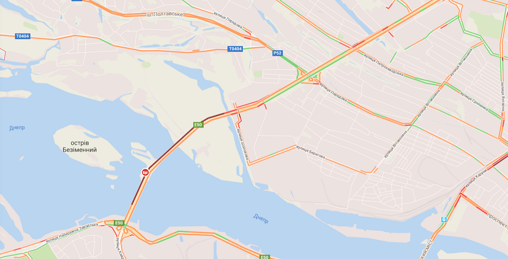 Пробки на Кайдакском мосту и Донецком шоссе