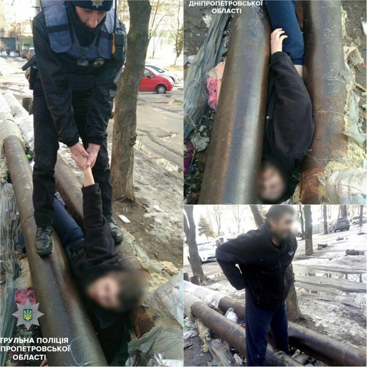 Полицейские достали мужчину, который застрял между трубами Полицейские достали мужчину, который застрял между трубами