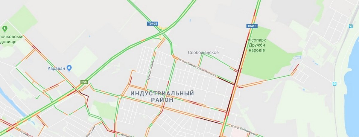 Проезд затруднен по Слобожанскому проспекту Проезд затруднен по Слобожанскому проспекту