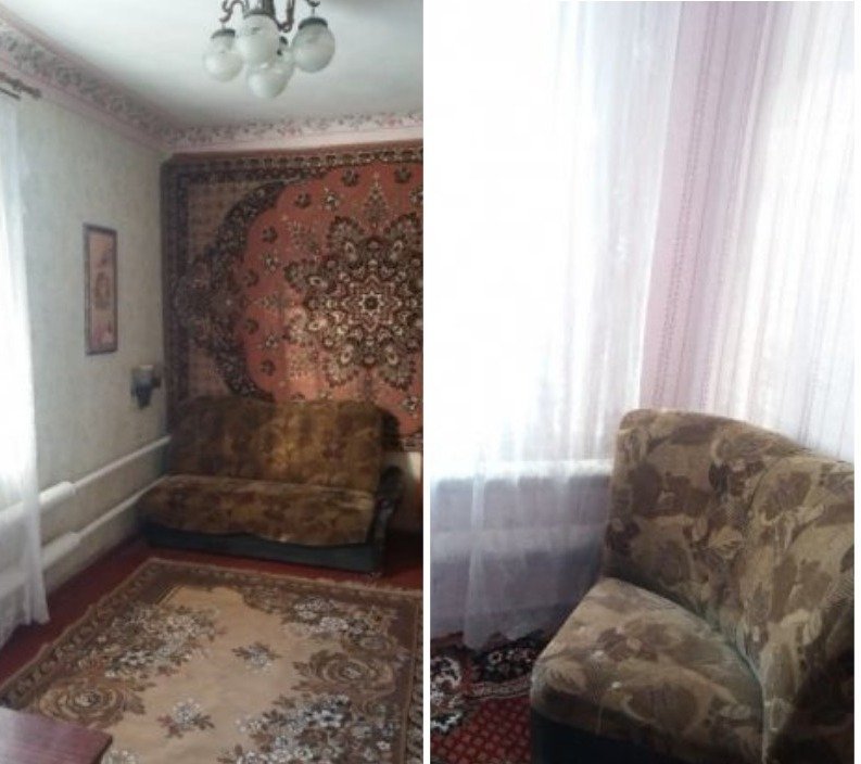 В квартире есть ковры и кусочек дивана