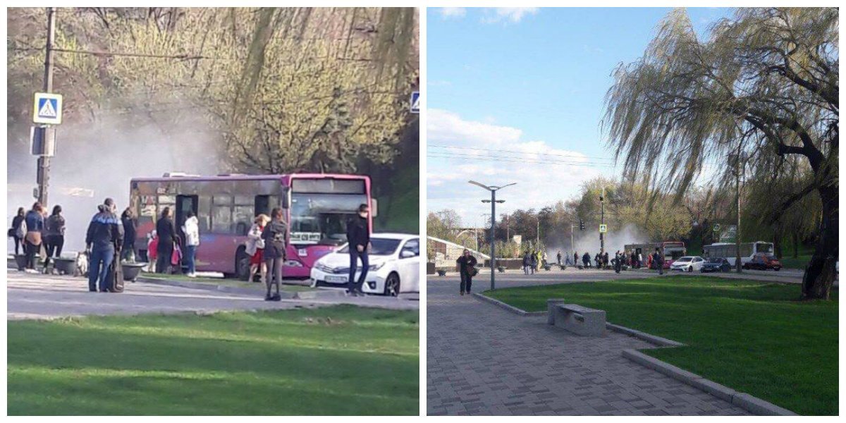 На Сичеславской набережной возле Coast задымился автобус На Сичеславской набережной возле Coast задымился автобус