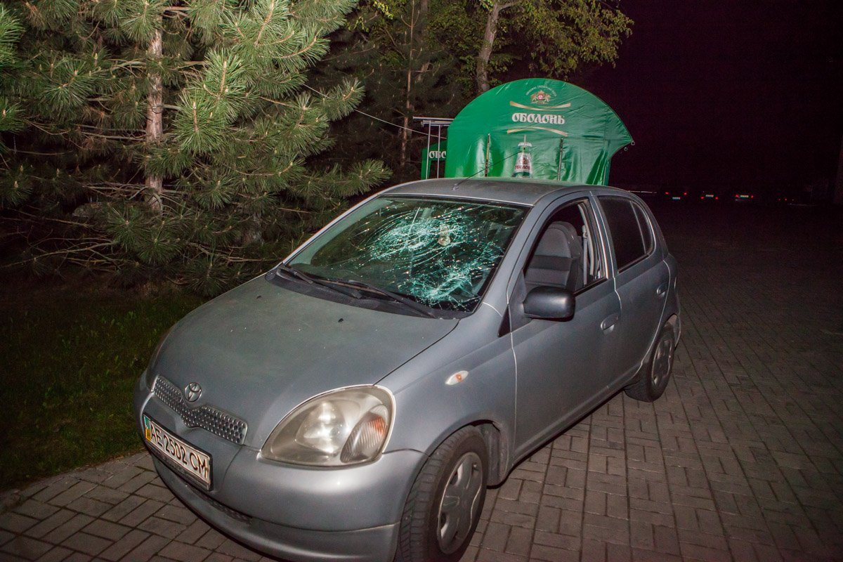 К счастью, на машине повредили только лобовое стекло К счастью, на машине повредили только лобовое стекло