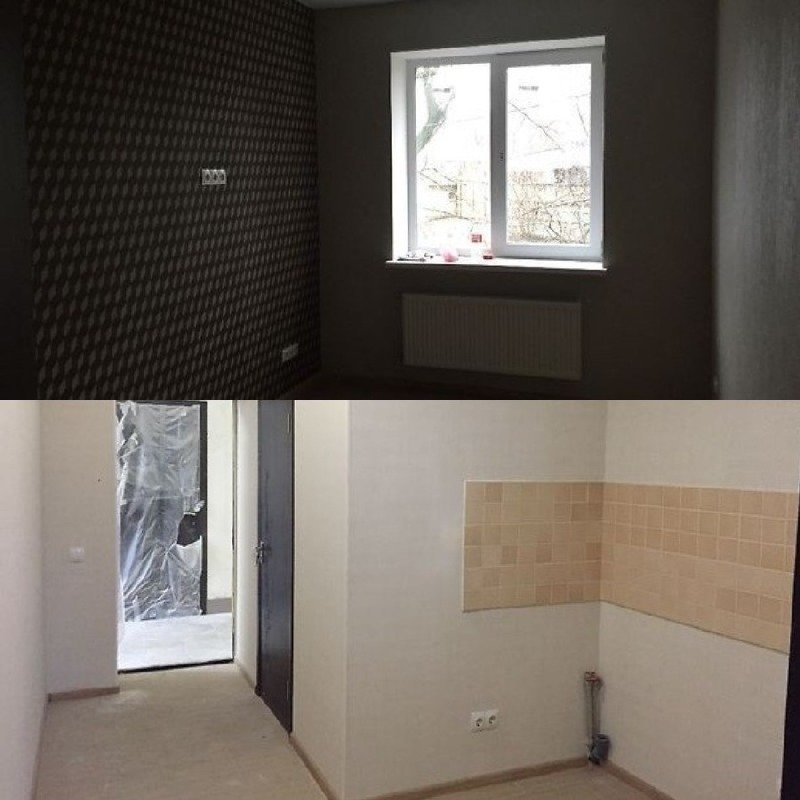 В квартире есть кафель, сантехника, бойлер и натяжные потолки