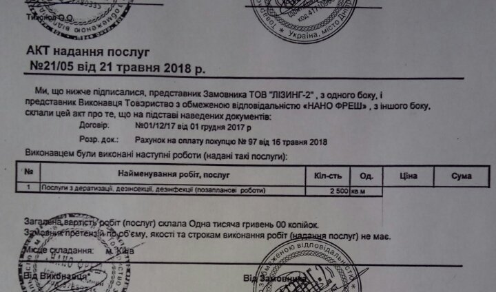 Акт выполненных работ по дезинфекции Акт выполненных работ по дезинфекции