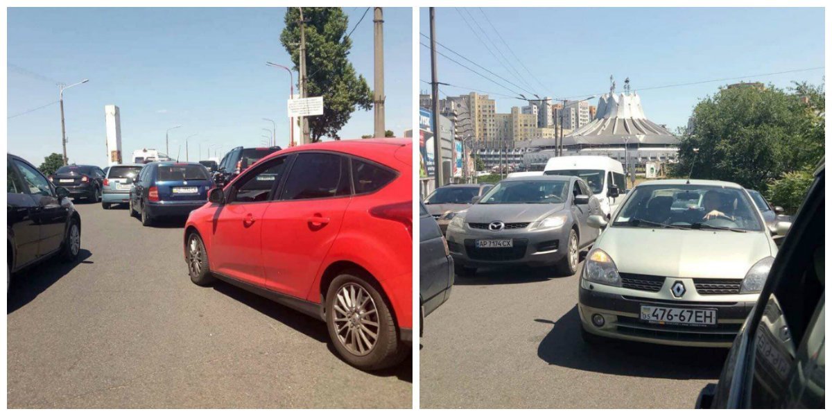 На въезде на мост со стороны Правого берега на левой полосе столкнулись несколько автомобилей