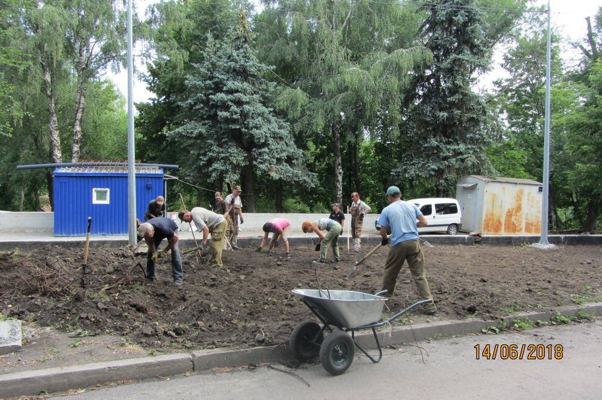 Продолжается корчевание поросли для обустройства рулонных газонов