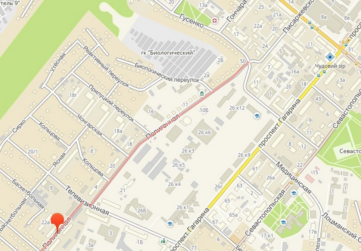 Улица Полигонная на карте