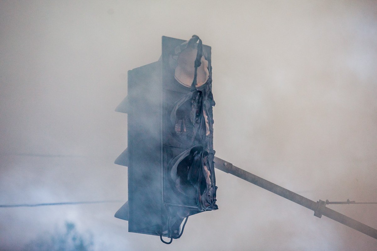 Огонь повредил светофоры Огонь повредил светофоры