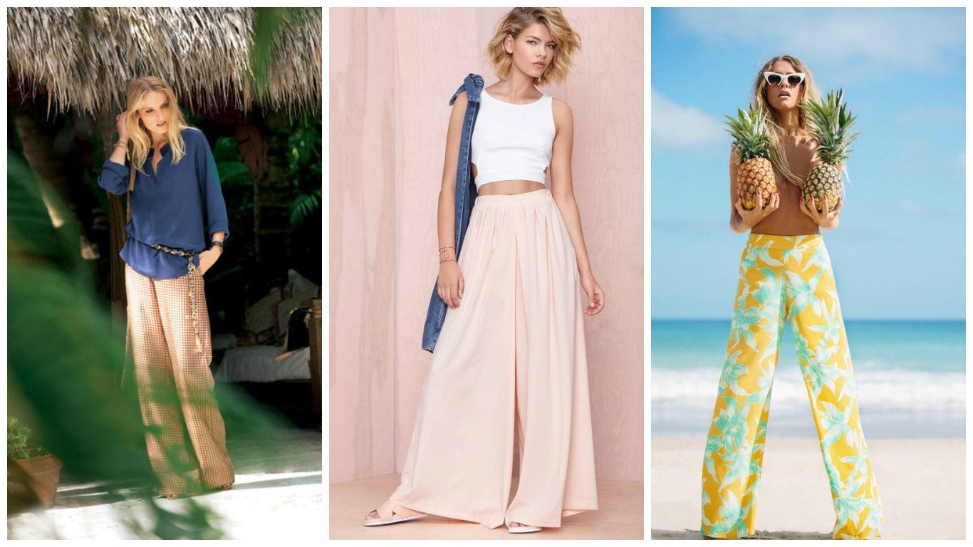 Широкие брюки-палаццо в этом сезоне выбирают слегка укороченные Широкие брюки-палаццо в этом сезоне выбирают слегка укороченные