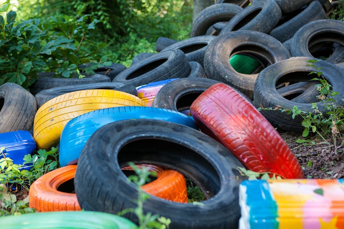 Шины разукрасили и планируют ими украсить парк Шины разукрасили и планируют ими украсить парк