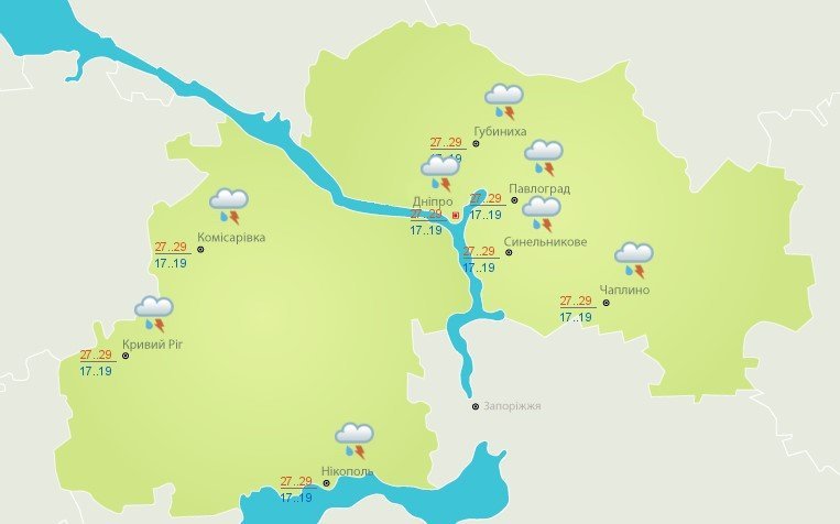 Во вторник вечером возможна гроза