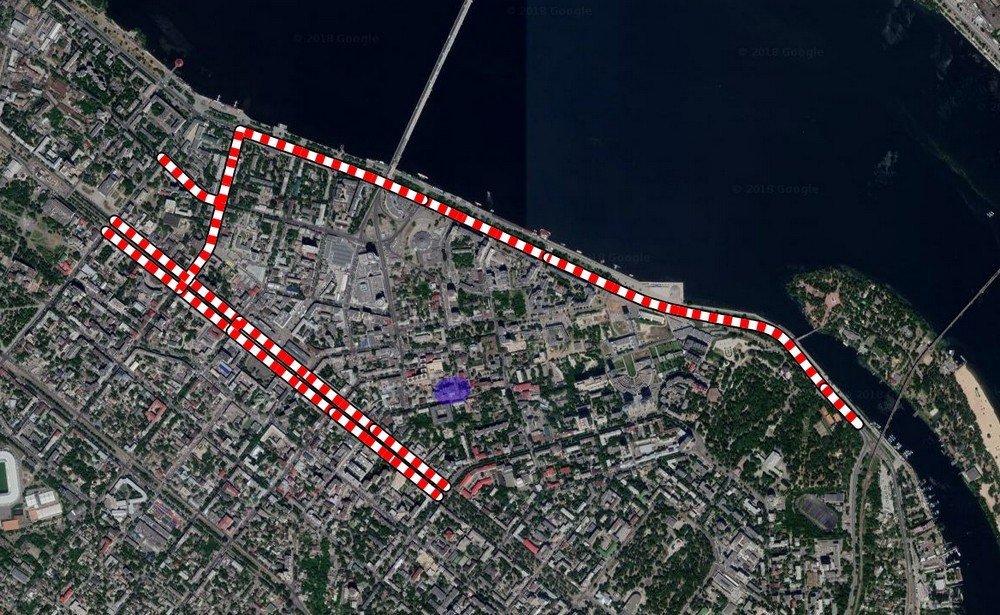 Схема перекрытия движения в День города