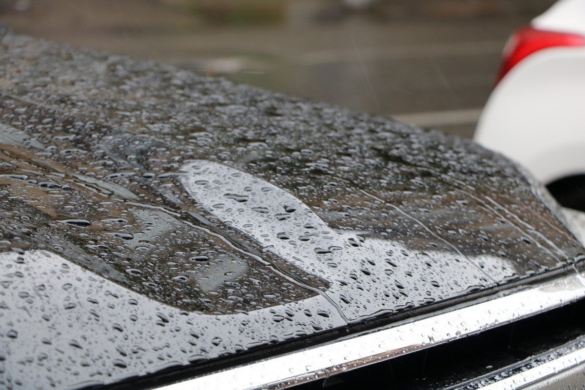 В каплях отражается небо