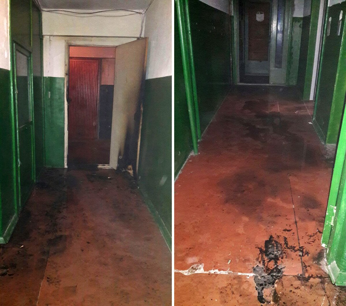 На Новокрымской загорелась дверь в тамбур