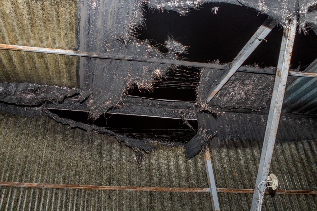 Пламя повредило крышу лотка, а все, что находилось внутри, уцелело