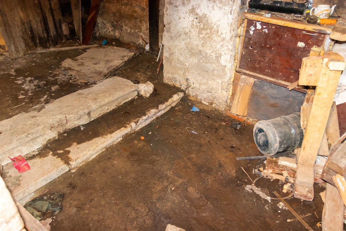 Вход в подвал с нечистотами 