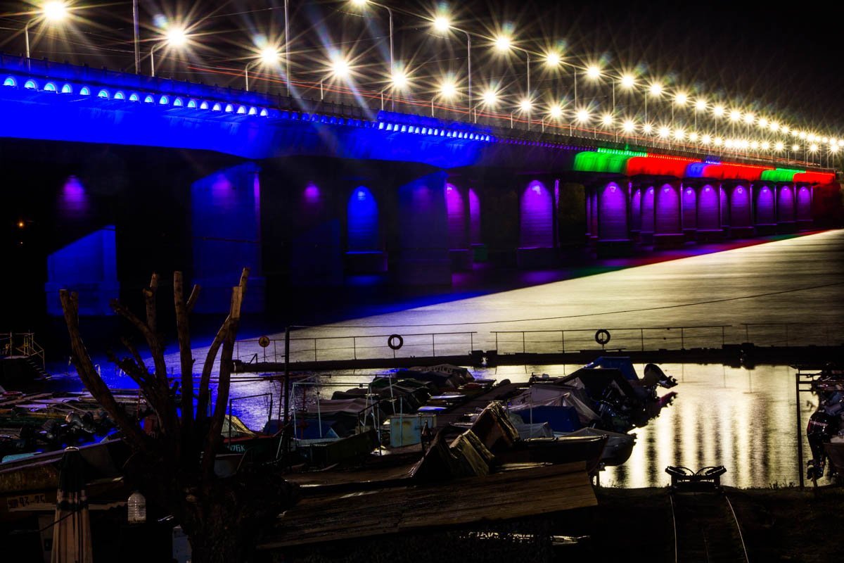 Кайдакский мост с подсветкой