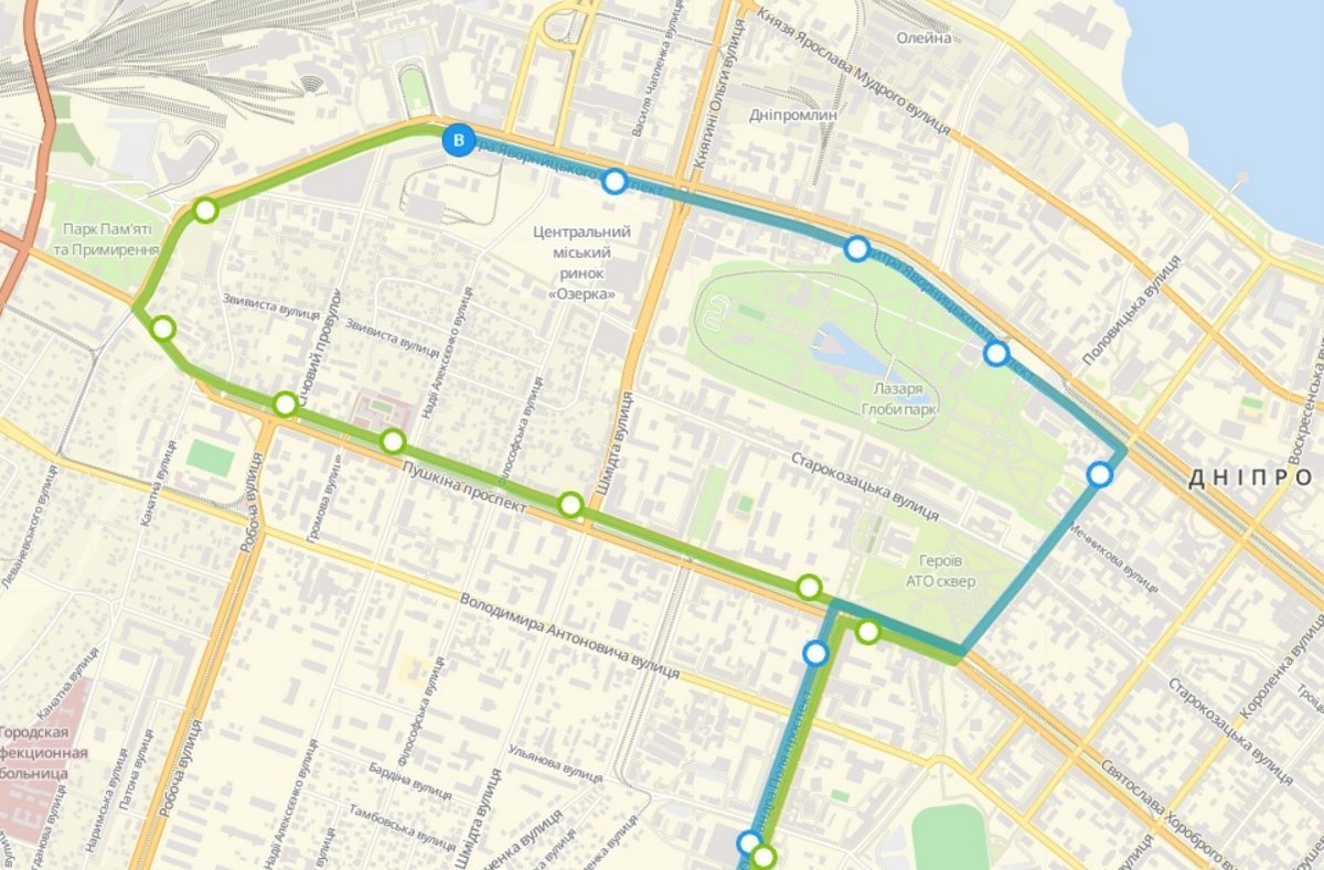 Схема движения троллейбусного маршрута № 5