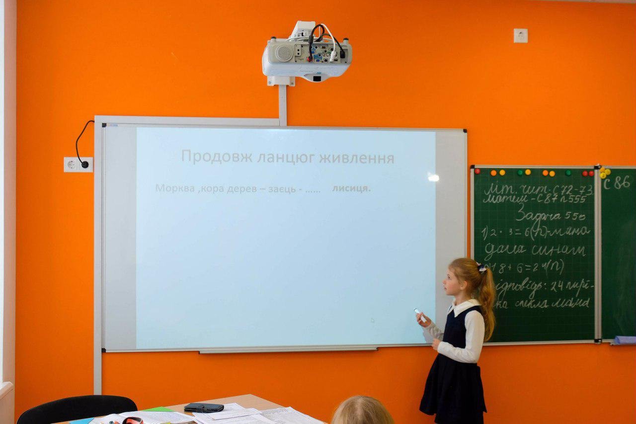 В классах - яркие стены и современное оборудование