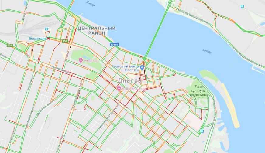 Где сейчас в Днепре пробки: куда не стоит ехать автомобилистам