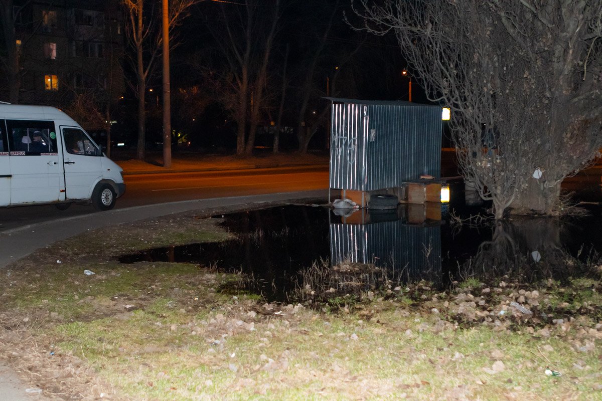 Залило тротуар и проезжую часть