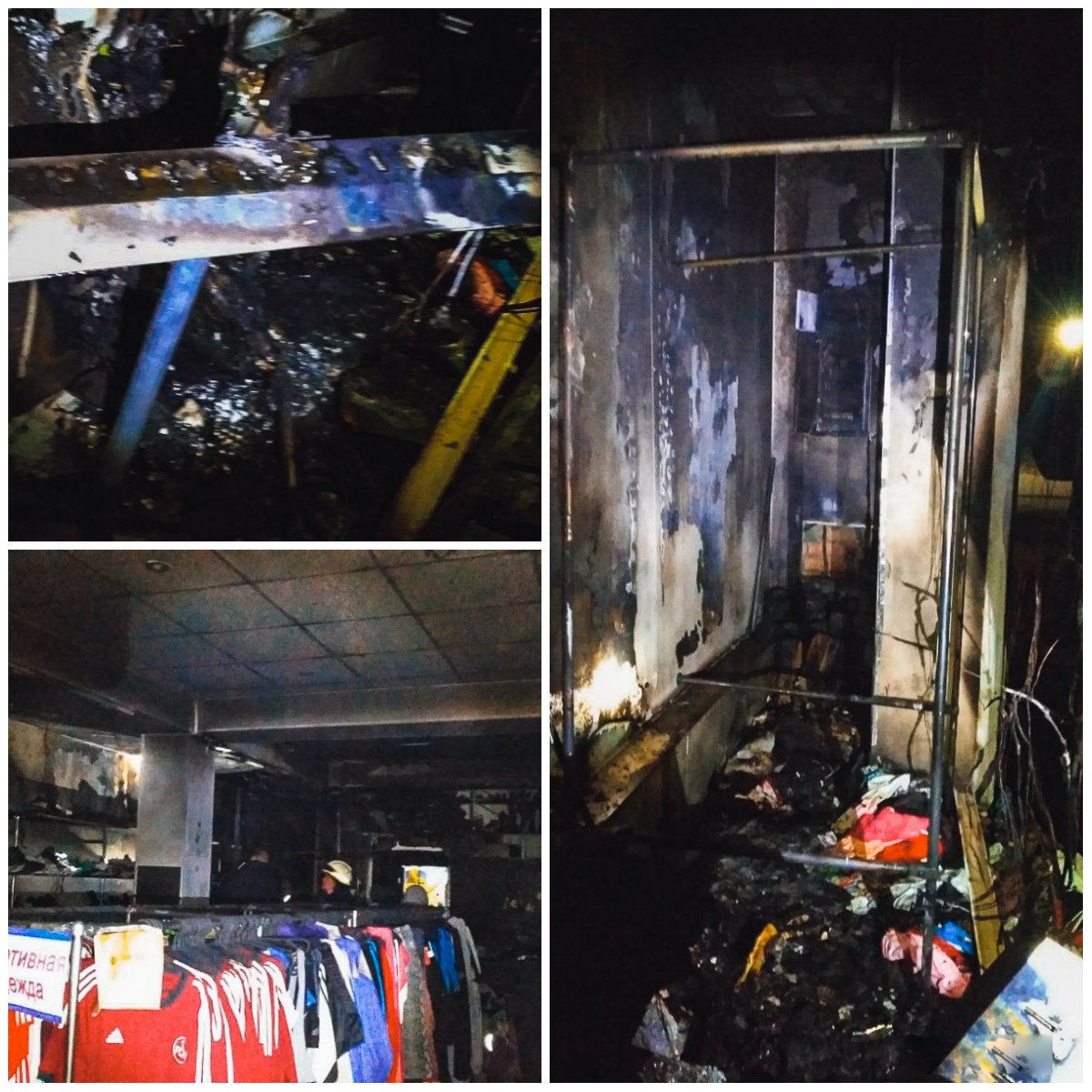 Внутри магазин сильно обгорел