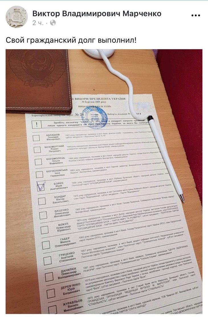 Виктор Марченко, как маркер, за кого голосовать не стоило...