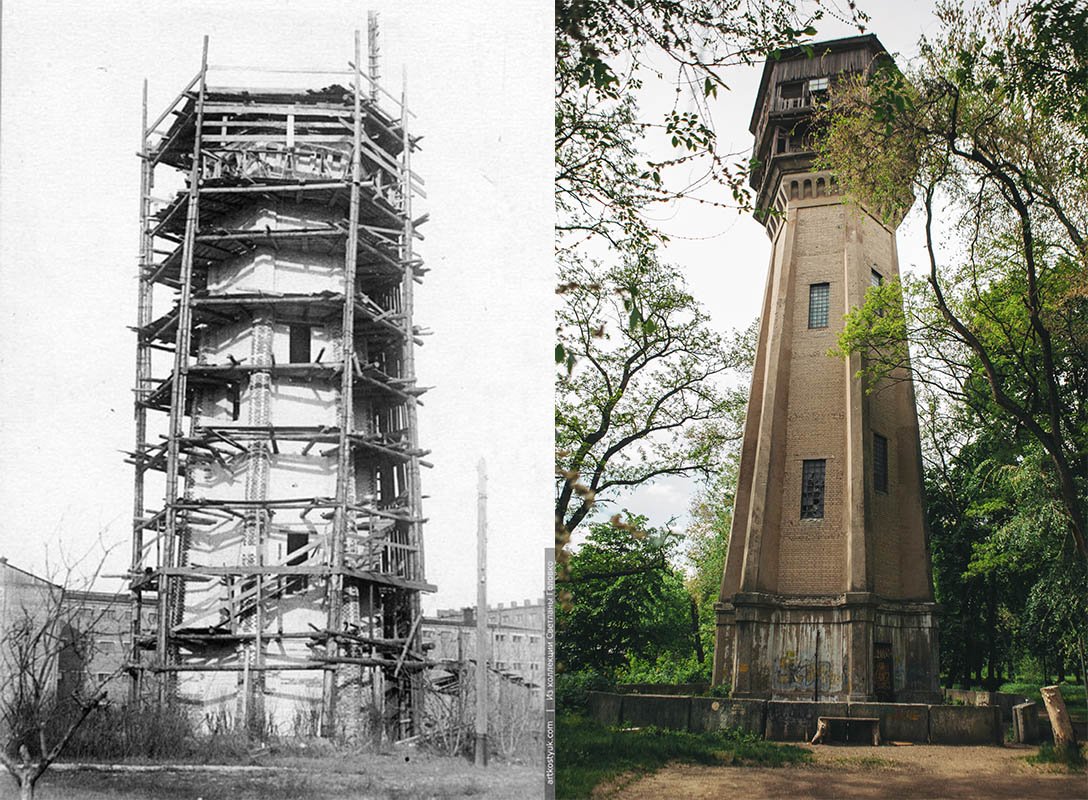 Водонапорная башня тогда и сейчас