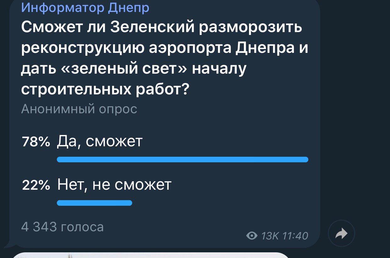 Что думают в Днепре: сможет ли Зеленский разморозить строительство аэропорта 1