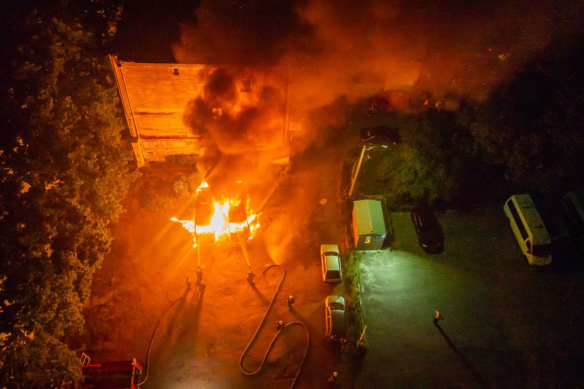 Вид на пожар с высоты птичьего полета