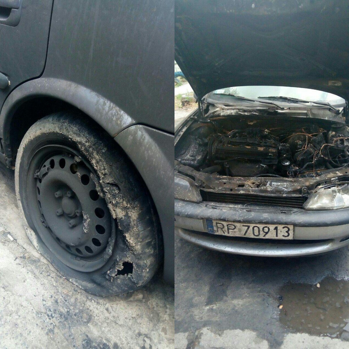 Так машина выглядела утром после пожара