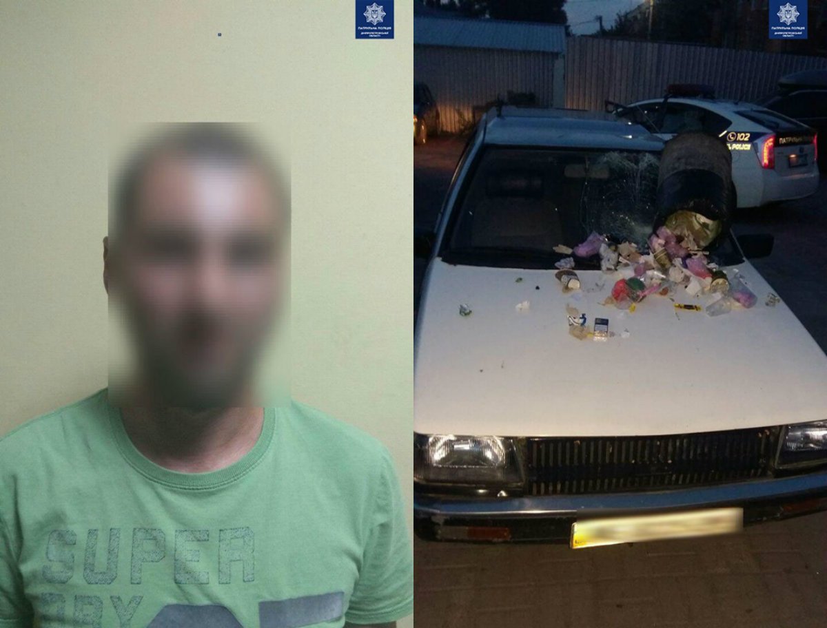 Мужчина схватил мусорную урну и швырнул в лобовое стекло автомобиля