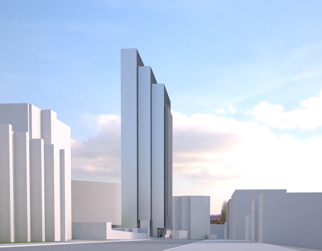 Здание привлекает внимание необычной формой