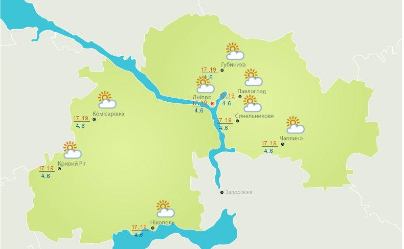 Погода в Днепре на 26 сентября 