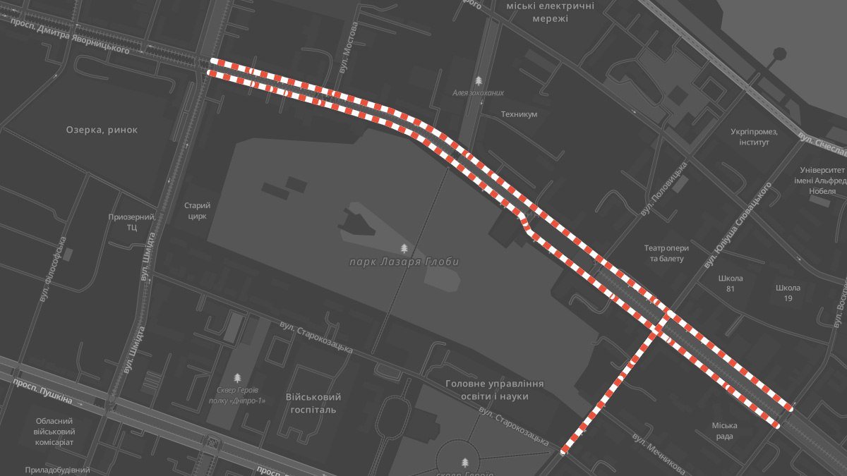 Схема перекрытия движения во время пробега «Миля Мира»