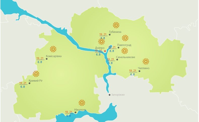 Погода в Днепре на 19 октября