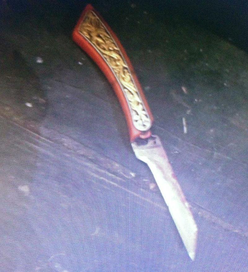 Нож, который нашли на месте преступления Нож, который нашли на месте преступления