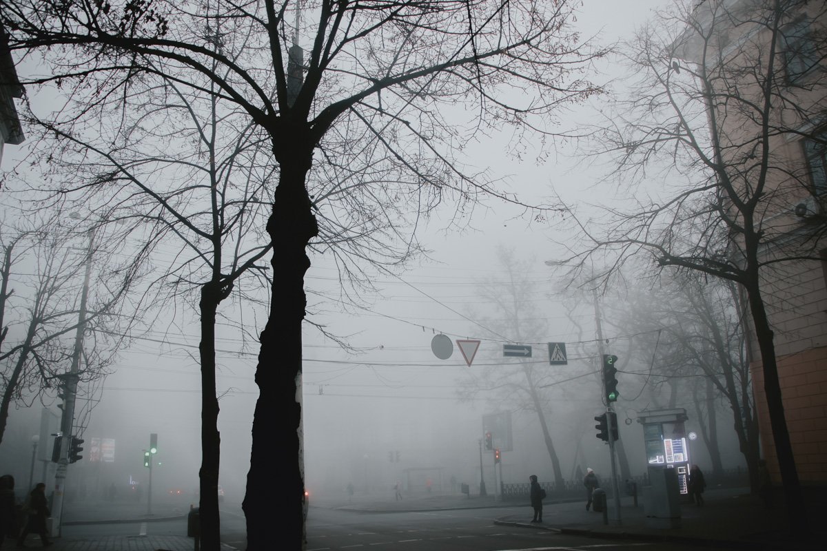 Город мигает светофорами