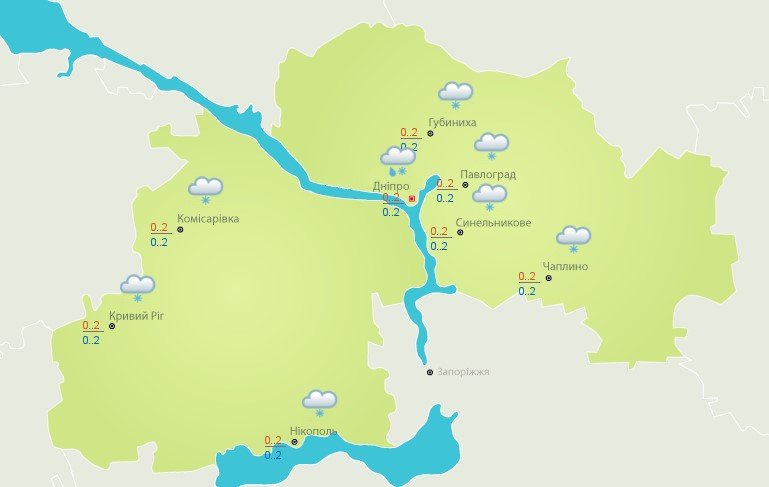Погода в Днепре на 23 января