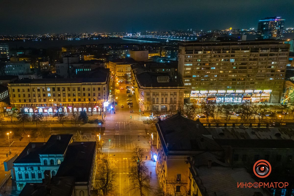 Как выглядит зимне-осенний вечерний Днепр с высоты птичьего полета 1