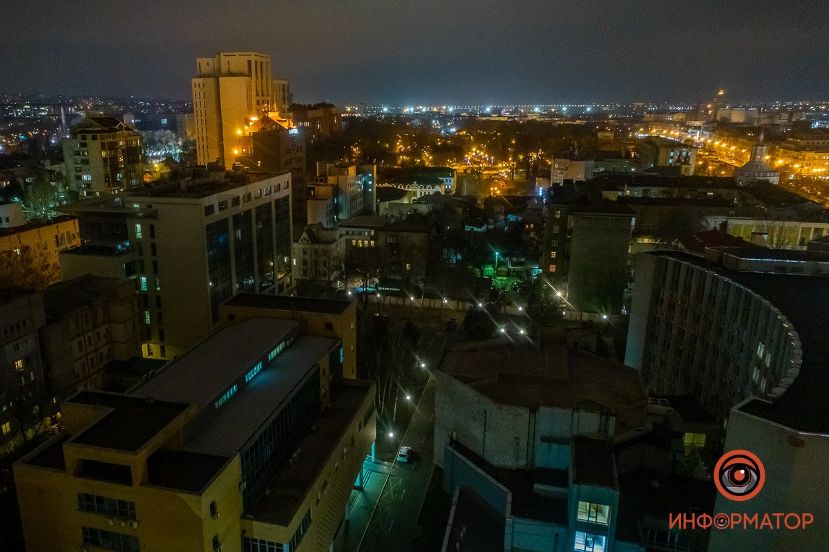 Как выглядит зимне-осенний вечерний Днепр с высоты птичьего полета 2